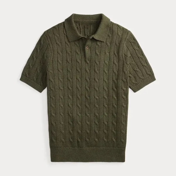 Men's Lightweight Knit Sweater Breathable Cotton Pullover Short Sleeve